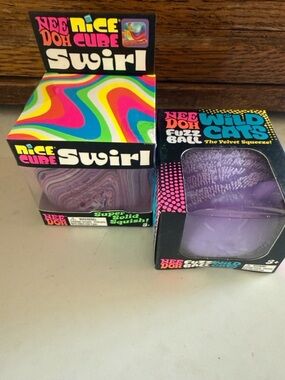 NeeDoh Wild Cats & Nice Cube Swirl Purple Fidget Squish Toys